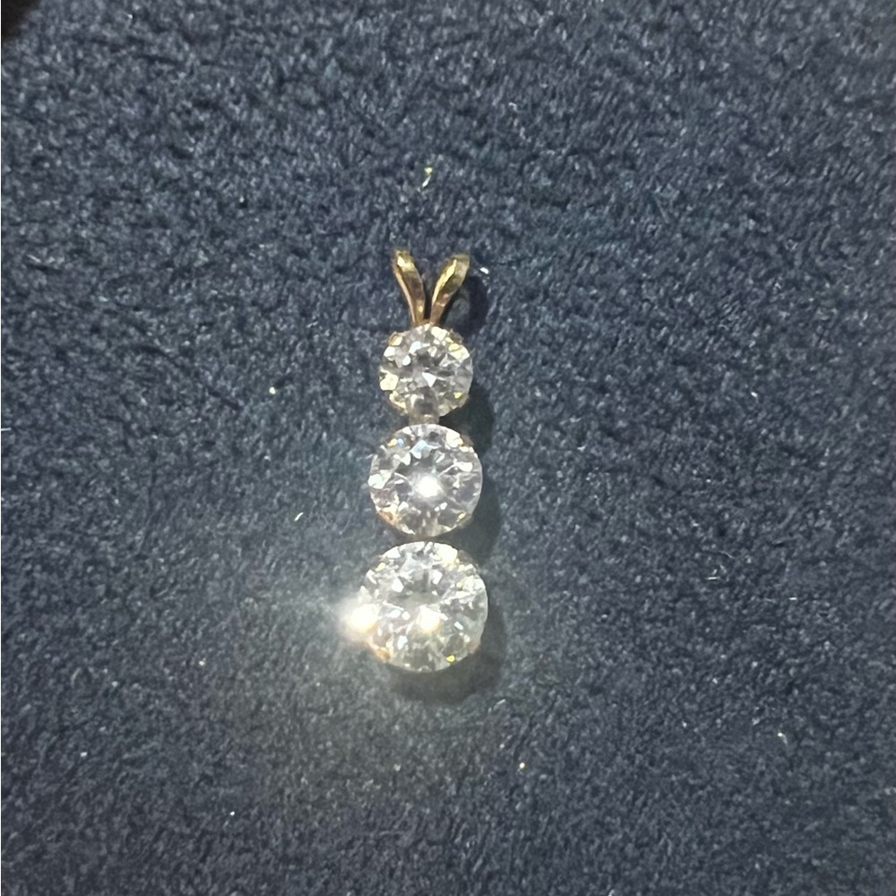 Gold Three-Stone Clear Crystal Pendant - Women's Jewelry